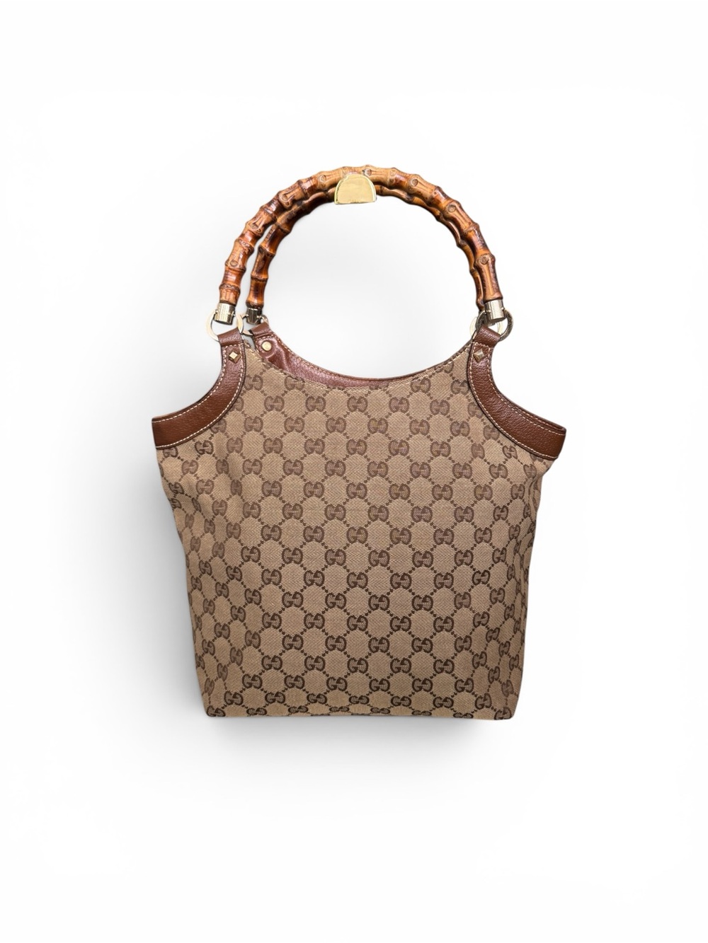 Gucci Brown GG Canvas Bamboo Handle Tote